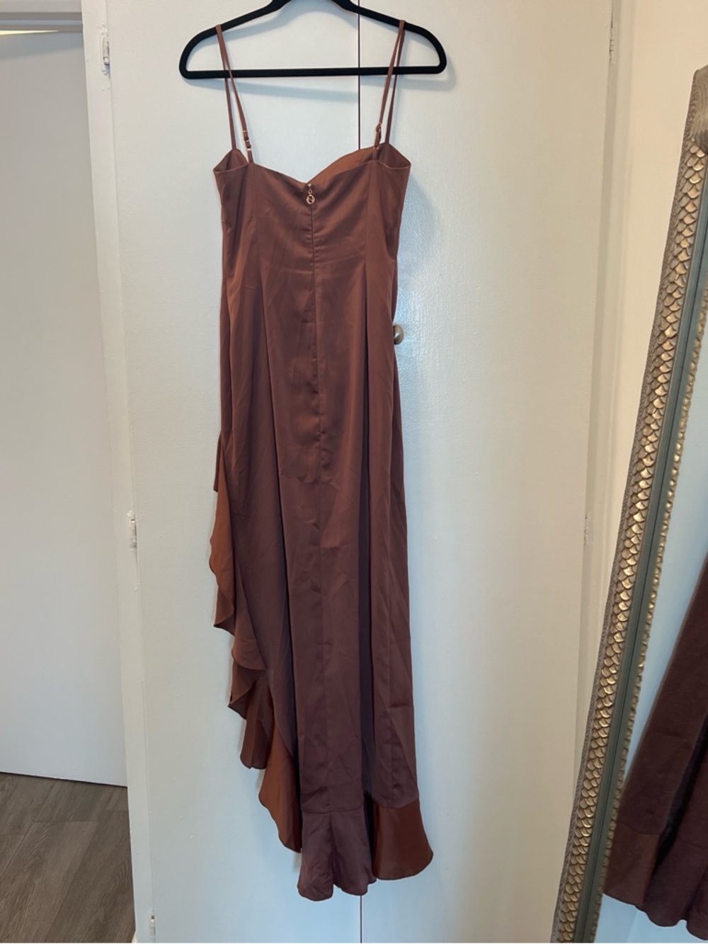 Nookie Rust/Brown Ruffle Slip Maxi Dress - Picture 3 of 5